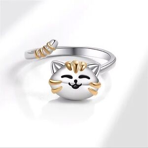 Silver Cat Ring 🐈😺 Anti-Stress Ring. Birthday gift. Kitten Anxiety Spiner Ring